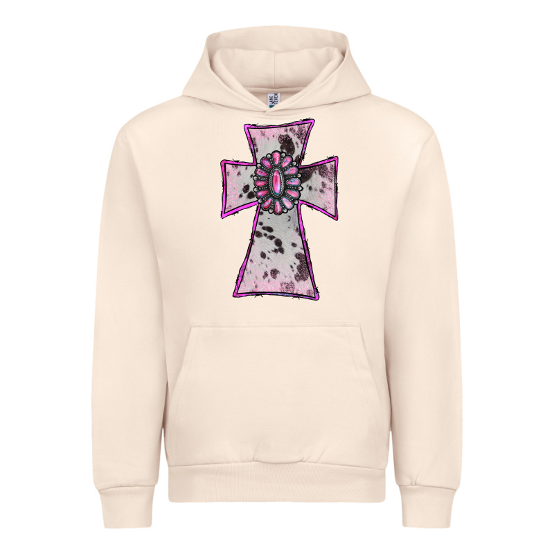 Cowhide Pink Gemstone Cross Urban Hoodie by RanaPortraitStore | Teevron