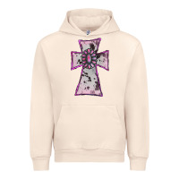 Sandshell Cowhide Pink Gemstone Cross Urban Hoodie - RanaPortraitStore