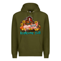 Army Green Welcome fall pigs Premium Hoodie - RanaPortraitStore