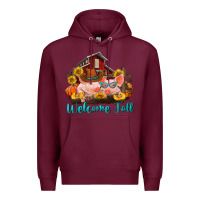 Burgundy Welcome fall pigs Premium Hoodie - RanaPortraitStore