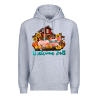 Heather Grey Welcome fall pigs Premium Hoodie - RanaPortraitStore