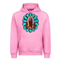 Fuchsia Pink Gemstone Lady Of Guadalupe Urban Hoodie - RanaPortraitStore