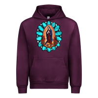 Mauve Wine Gemstone Lady Of Guadalupe Urban Hoodie - RanaPortraitStore