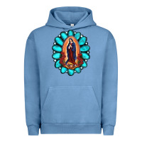 Pigment Pebble Blue Gemstone Lady Of Guadalupe Urban Hoodie - RanaPortraitStore