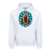 White Gemstone Lady Of Guadalupe Urban Hoodie - RanaPortraitStore
