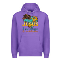 Purple jesus it s not religion it s a relationship Premium Hoodie - texasbilliewilder