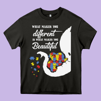 Autism Different Makes You Beautiful Heavy Core Tee Designed By Cowhidedigitalart