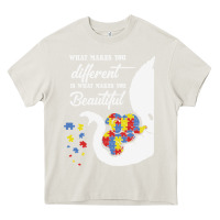 Cream Autism Different Makes You Beautiful Heavy Core Tee - CowhideDigitalArt