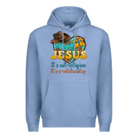 Colony Blue jesus it s not religion it s a relationship Premium Hoodie - texasbilliewilder