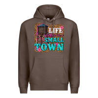 Coffee life is better in a small town Premium Hoodie - texasbilliewilder