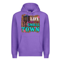 Purple life is better in a small town Premium Hoodie - texasbilliewilder