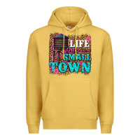 Antique Gold life is better in a small town Premium Hoodie - texasbilliewilder