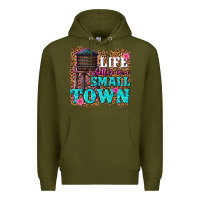 Army Green life is better in a small town Premium Hoodie - texasbilliewilder