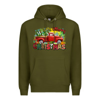 Army Green merry christmas truck Premium Hoodie - Zillion Design Studio
