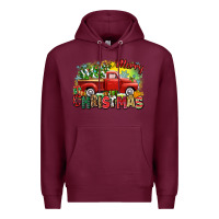 Burgundy merry christmas truck Premium Hoodie - Zillion Design Studio