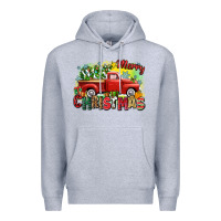 Heather Grey merry christmas truck Premium Hoodie - Zillion Design Studio