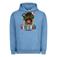 Pigment Pebble Blue registrar life afro messy bun Urban Hoodie - texasbilliewilder