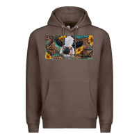 Coffee Baby cow with sunflower and leopard Premium Hoodie - RanaPortraitStore