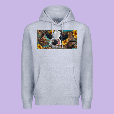 Premium Hoodie Baby cow with sunflower and leopard