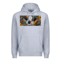 Heather Grey Baby cow with sunflower and leopard Premium Hoodie - RanaPortraitStore