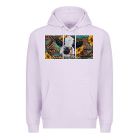 Lilac Baby cow with sunflower and leopard Premium Hoodie - RanaPortraitStore