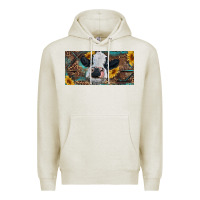 Oatmeal Heather Baby cow with sunflower and leopard Premium Hoodie - RanaPortraitStore