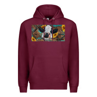 Burgundy Baby cow with sunflower and leopard Premium Hoodie - RanaPortraitStore