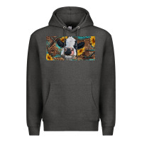 Charcoal Heather Baby cow with sunflower and leopard Premium Hoodie - RanaPortraitStore