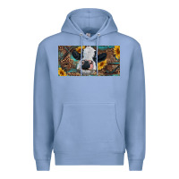 Colony Blue Baby cow with sunflower and leopard Premium Hoodie - RanaPortraitStore
