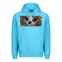 Ocean Blue Baby cow with sunflower and leopard Premium Hoodie - RanaPortraitStore