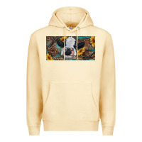 Pina Colada Baby cow with sunflower and leopard Premium Hoodie - RanaPortraitStore