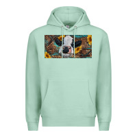 Seafoam Baby cow with sunflower and leopard Premium Hoodie - RanaPortraitStore