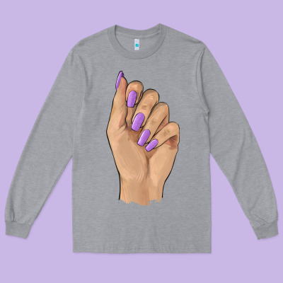 Nail Long Sleeve Tee Designed By Barkaloodesign