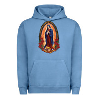 Pigment Pebble Blue Our Lady Of Guadalupe Urban Hoodie - RanaPortraitStore