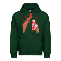 Forest Green Bright Red Afro Girl Sneakers and Heels Urban Hoodie - texasbilliewilder