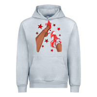 Heather Grey Bright Red Afro Girl Sneakers and Heels Urban Hoodie - texasbilliewilder