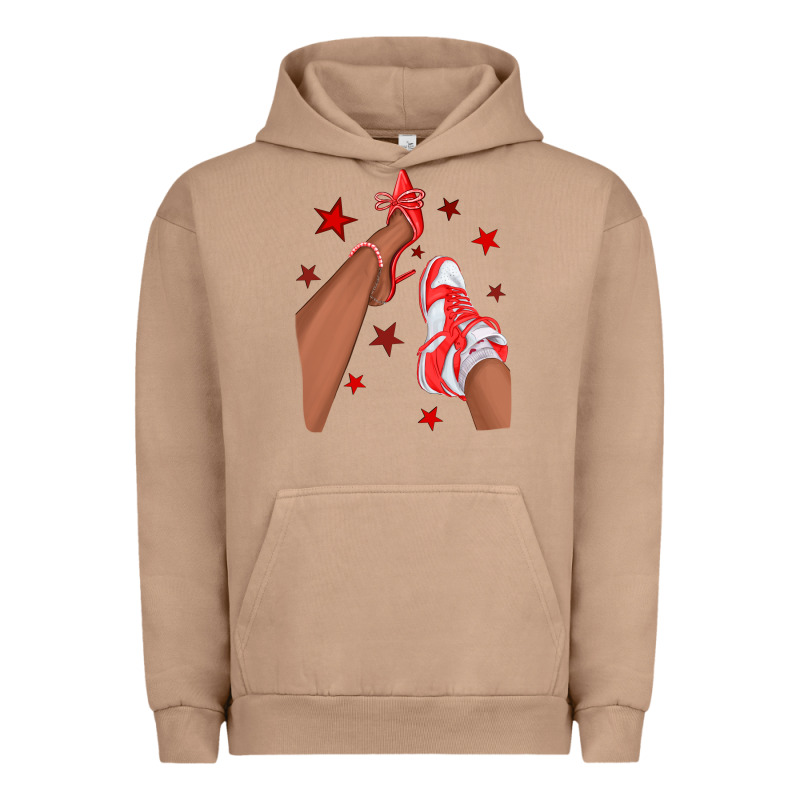Bright Red Afro Girl Sneakers And Heels Urban Hoodie by texasbilliewilder | Teevron