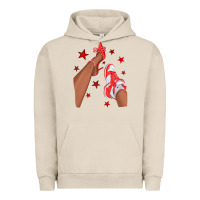 Pigment French Oak Bright Red Afro Girl Sneakers and Heels Urban Hoodie - texasbilliewilder