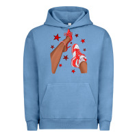 Pigment Pebble Blue Bright Red Afro Girl Sneakers and Heels Urban Hoodie - texasbilliewilder