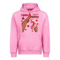Fuchsia Pink Bright Red I Have Two Moods Afro Girl Sneakers Urban Hoodie - texasbilliewilder