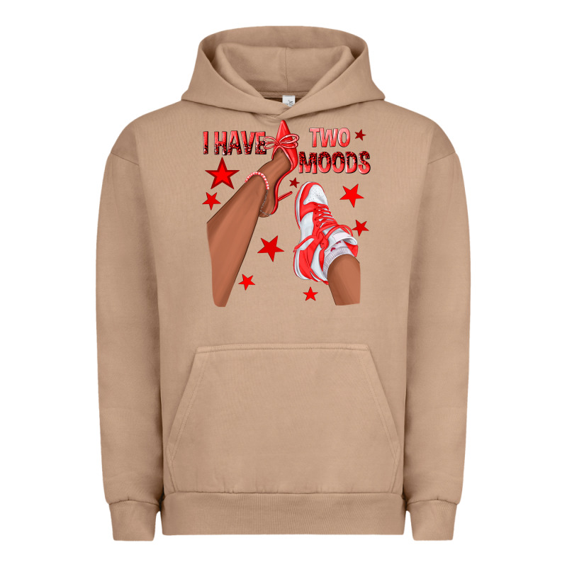 Bright Red I Have Two Moods Afro Girl Sneakers Urban Hoodie by texasbilliewilder | Teevron