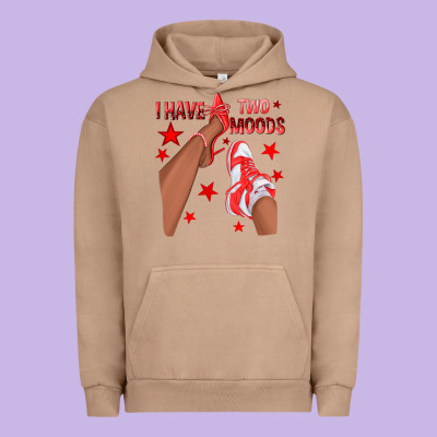 Bright Red I Have Two Moods Afro Girl Sneakers Urban Hoodie Designed By Texasbilliewilder