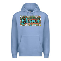 Colony Blue Blessed With Daisy And Leopard Premium Hoodie - RanaPortraitStore