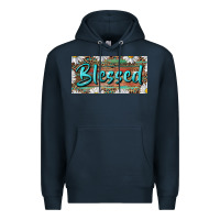 Navy Blessed With Daisy And Leopard Premium Hoodie - RanaPortraitStore
