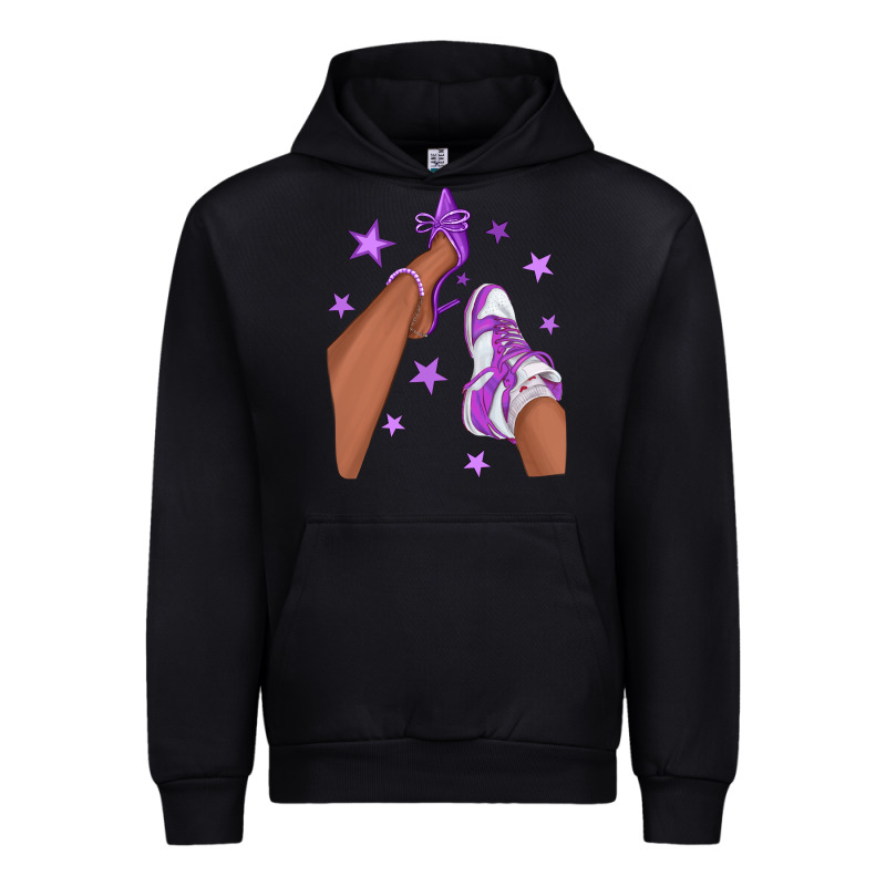 Purple Afro Girl Sneakers And Heels Urban Hoodie by texasbilliewilder | Teevron