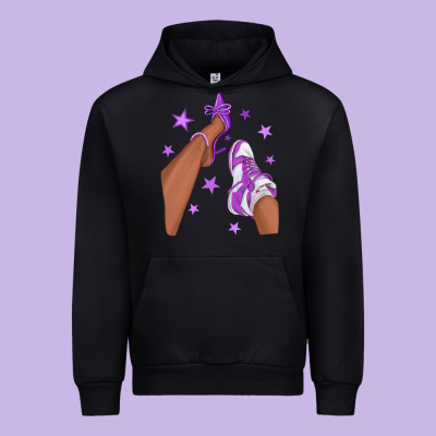 Purple Afro Girl Sneakers And Heels Urban Hoodie Designed By Texasbilliewilder