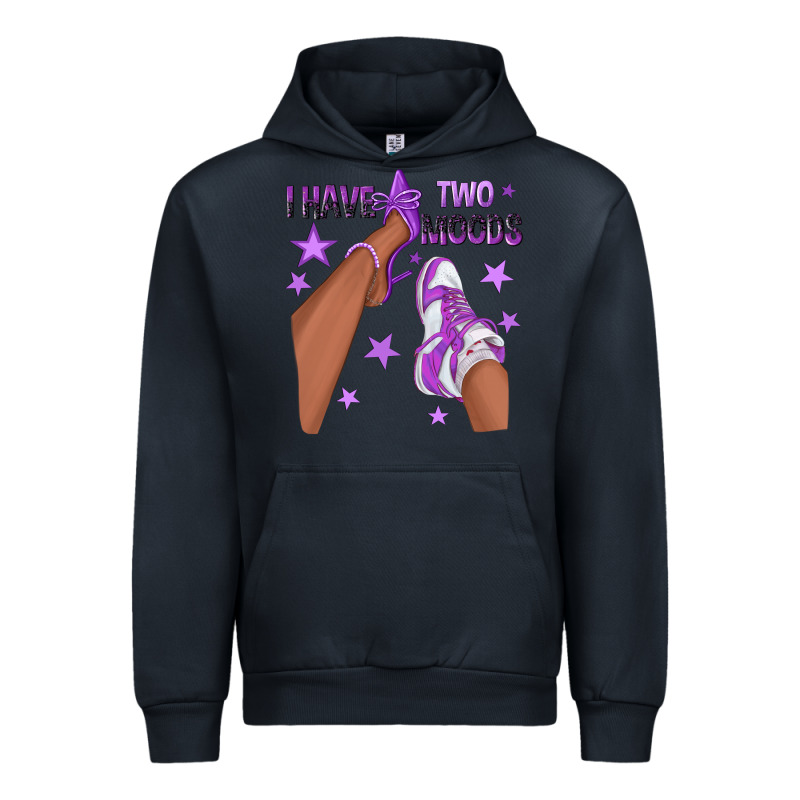 Purple I Have Two Moods Afro Girl Sneakers Urban Hoodie by texasbilliewilder | Teevron