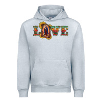 Heather Grey Love Lady Of Guadalupe Urban Hoodie - RanaPortraitStore