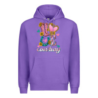 Purple love western cowboy Premium Hoodie - texasbilliewilder