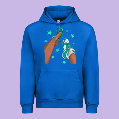 Teal Afro Girl Sneakers And Heels Urban Hoodie Designed By Texasbilliewilder